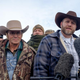 Ammon Bundy (right), leader of a group of armed anti-government protesters who took over the Malheur National Wildlife Refuge near Burns, Ore., speaks to the media as other group members look on Jan. 4, 2016.
Robb Kerry/Getty Images